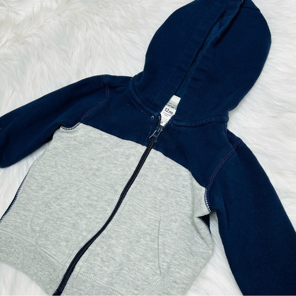 3/$12 Gray & Navy Blue Zip Up Hooded Jacket - Picture 2 of 5